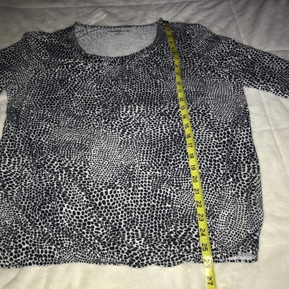 Croft&Barrow 3/4 Sleeve Black and White Top - Picture 6 of 7
